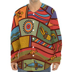 Australian Ethnic Pattern Print Long Sleeve Baseball Jersey