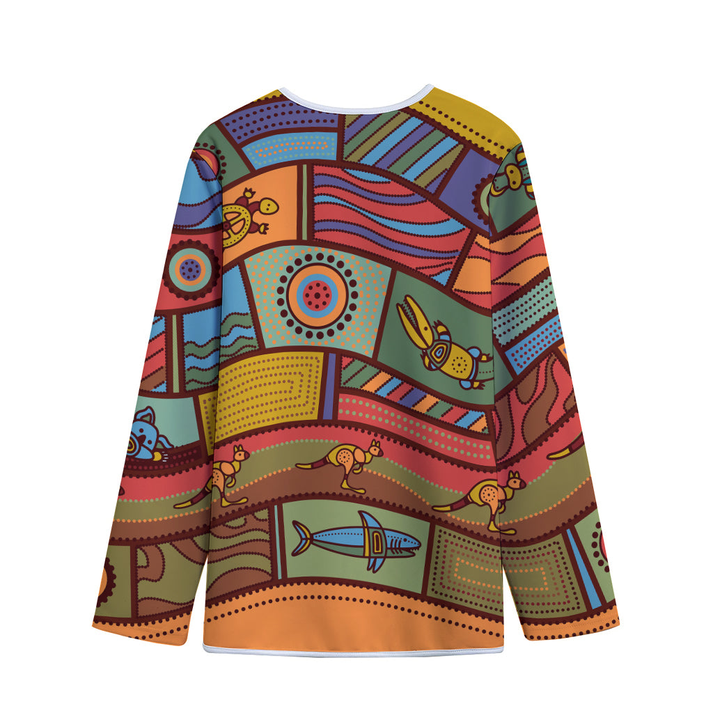 Australian Ethnic Pattern Print Long Sleeve Short Coat
