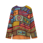 Australian Ethnic Pattern Print Long Sleeve Short Coat