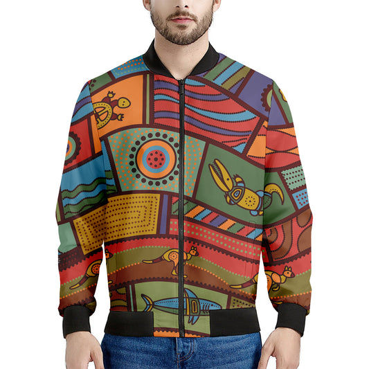 Australian Ethnic Pattern Print Men's Bomber Jacket