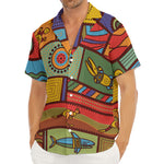 Australian Ethnic Pattern Print Men's Deep V-Neck Shirt