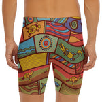 Australian Ethnic Pattern Print Men's Long Boxer Briefs