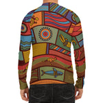 Australian Ethnic Pattern Print Men's Long Sleeve Rash Guard