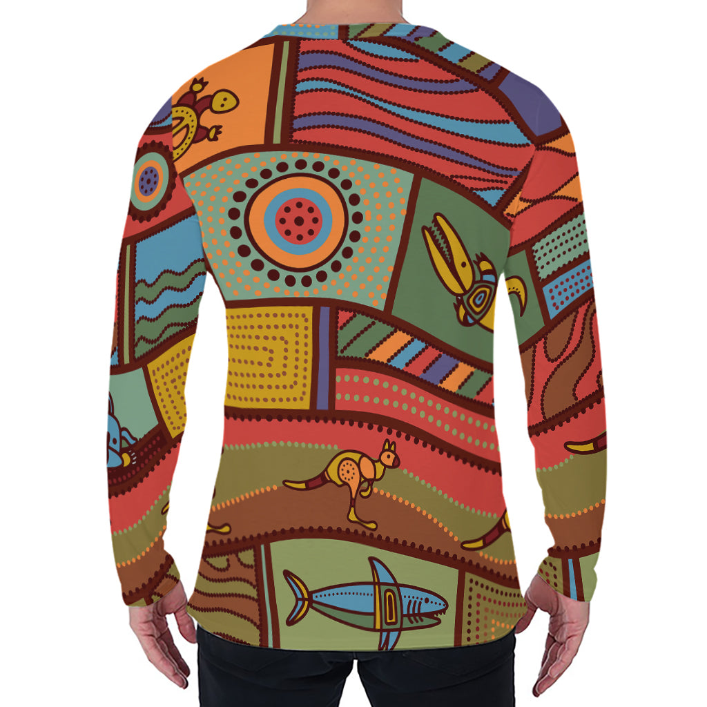 Australian Ethnic Pattern Print Men's Long Sleeve T-Shirt