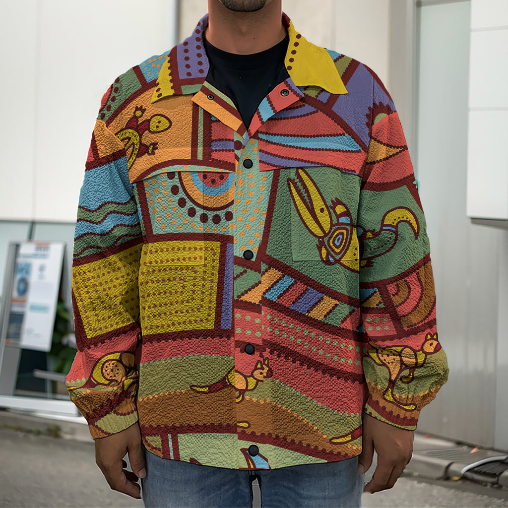 Australian Ethnic Pattern Print Men's Shirt Jacket