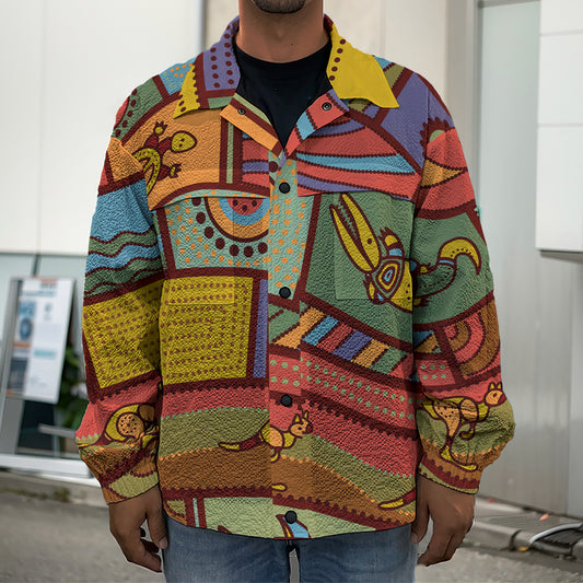 Australian Ethnic Pattern Print Men's Shirt Jacket