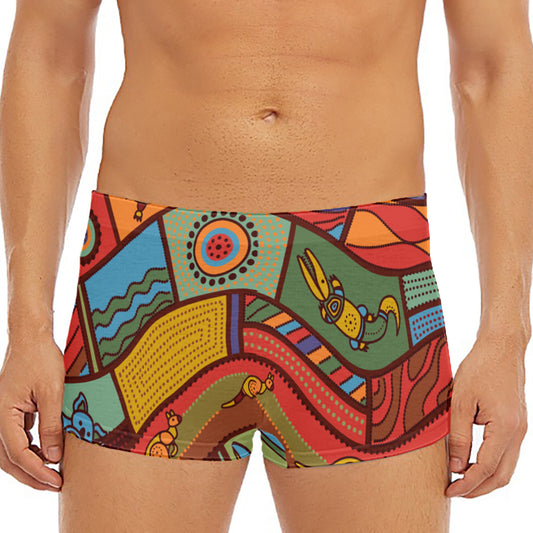 Australian Ethnic Pattern Print Men's Short Boxer Briefs