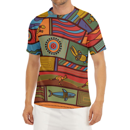 Australian Ethnic Pattern Print Men's Short Sleeve Rash Guard