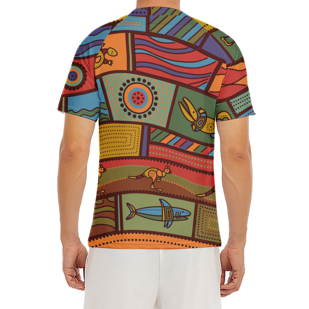 Australian Ethnic Pattern Print Men's Short Sleeve Rash Guard