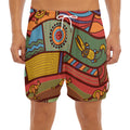 Australian Ethnic Pattern Print Men's Split Running Shorts
