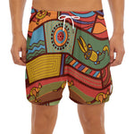 Australian Ethnic Pattern Print Men's Split Running Shorts