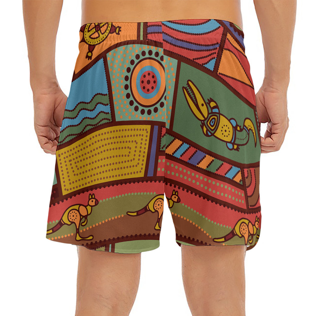 Australian Ethnic Pattern Print Men's Split Running Shorts