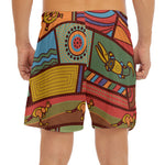 Australian Ethnic Pattern Print Men's Split Running Shorts