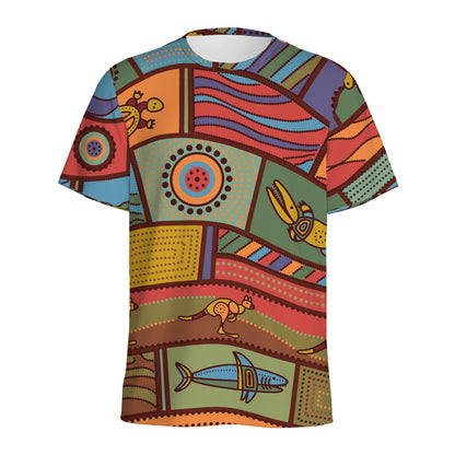 Australian Ethnic Pattern Print Men's Sports T-Shirt
