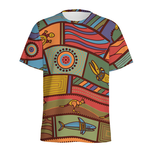 Australian Ethnic Pattern Print Men's Sports T-Shirt
