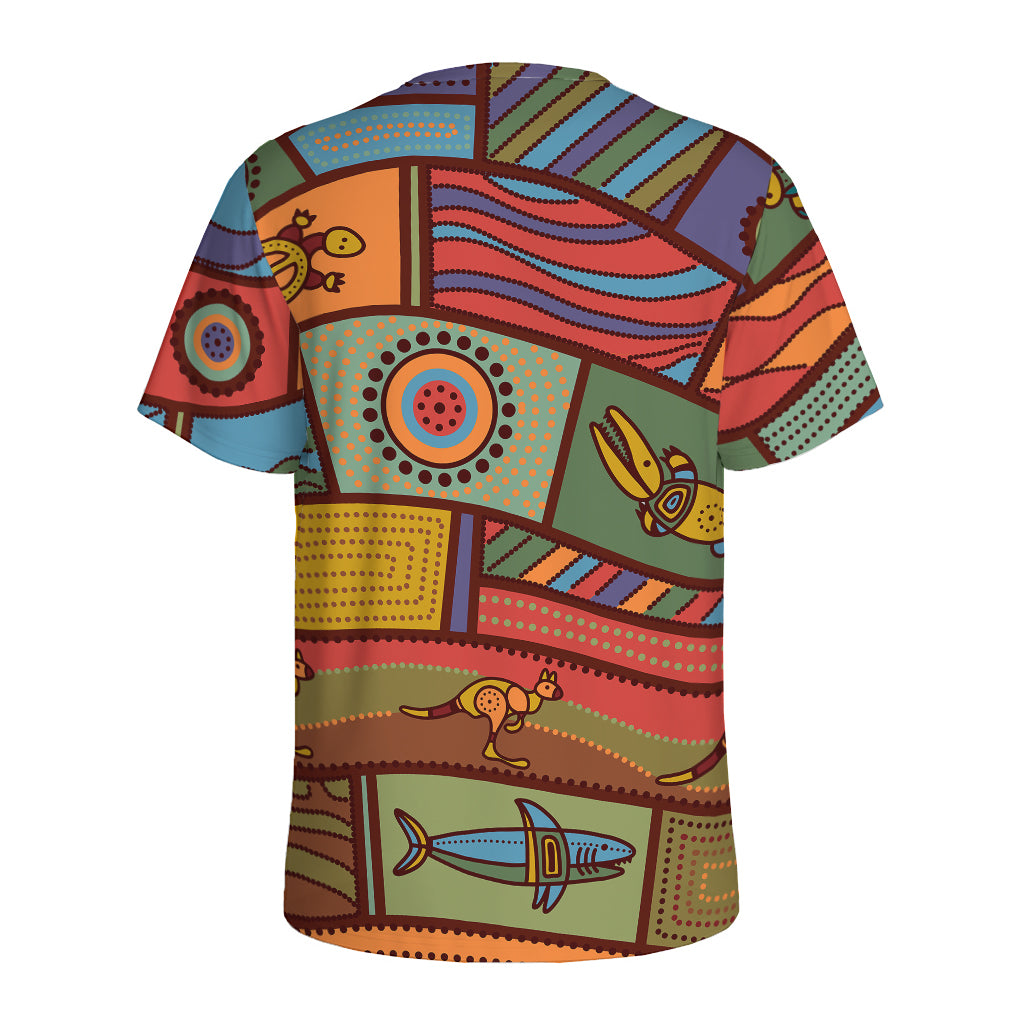 Australian Ethnic Pattern Print Men's Sports T-Shirt