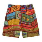 Australian Ethnic Pattern Print Men's Swim Trunks