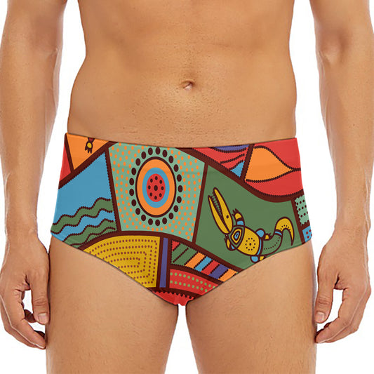 Australian Ethnic Pattern Print Men's Triangle Swim Briefs