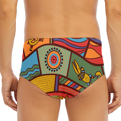 Australian Ethnic Pattern Print Men's Triangle Swim Briefs