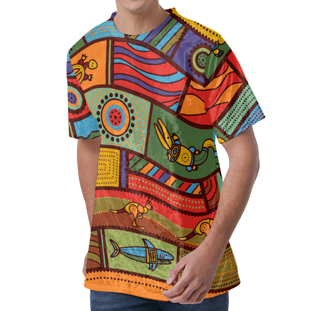 Australian Ethnic Pattern Print Men's Velvet T-Shirt