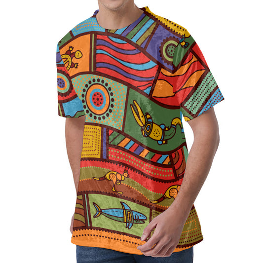Australian Ethnic Pattern Print Men's Velvet T-Shirt