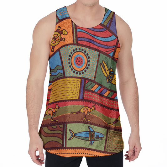 Australian Ethnic Pattern Print Men's Velvet Tank Top