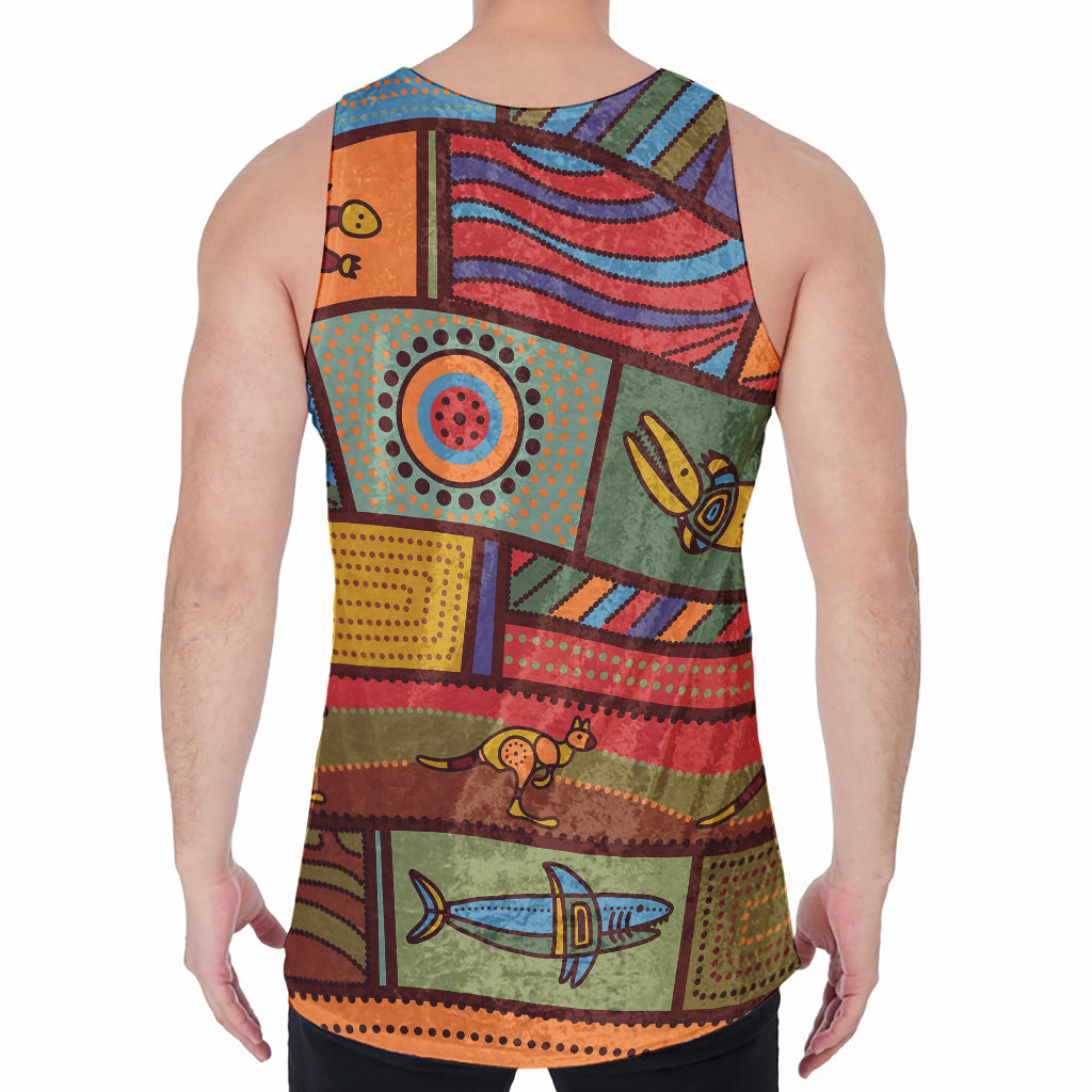 Australian Ethnic Pattern Print Men's Velvet Tank Top