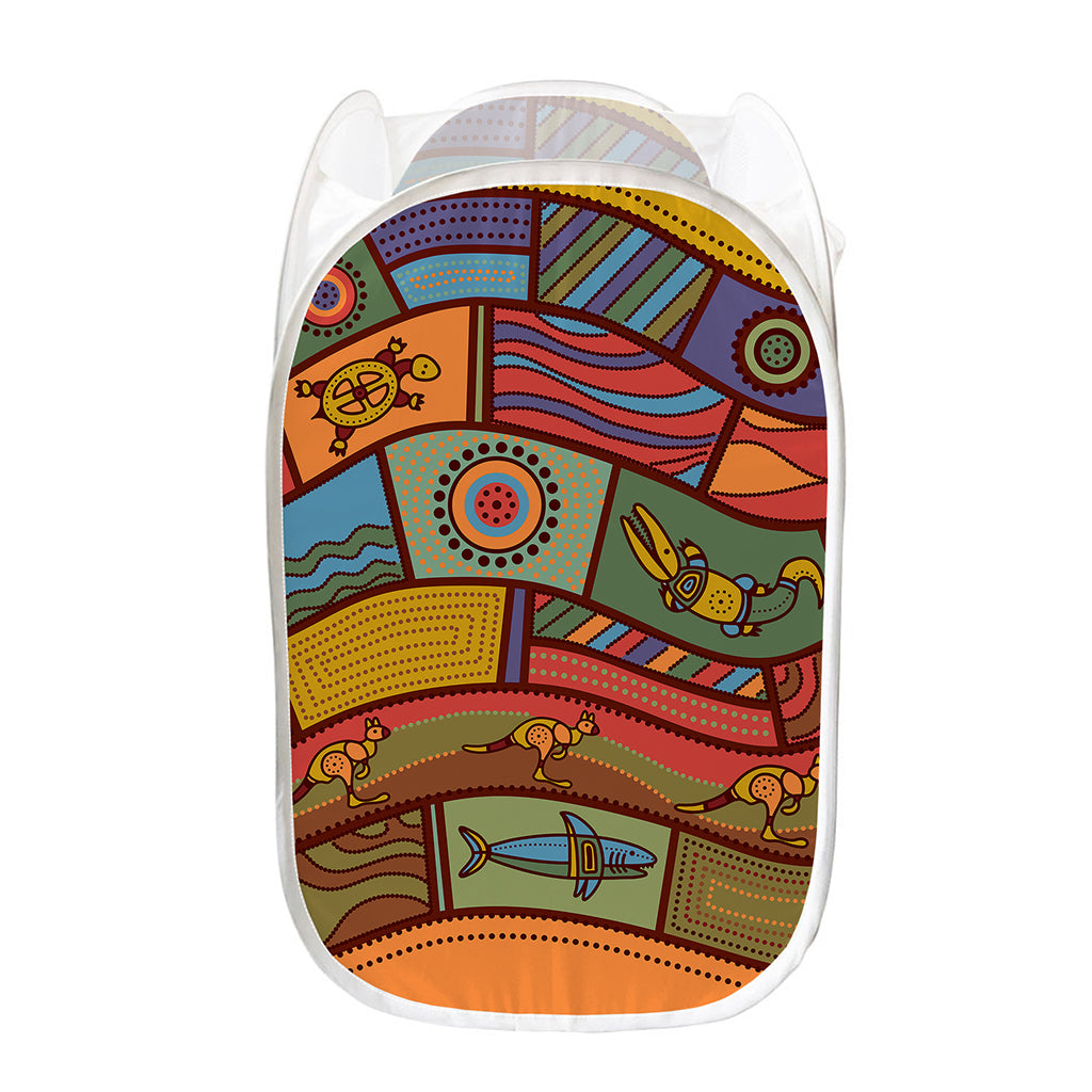 Australian Ethnic Pattern Print Mesh Laundry Hamper