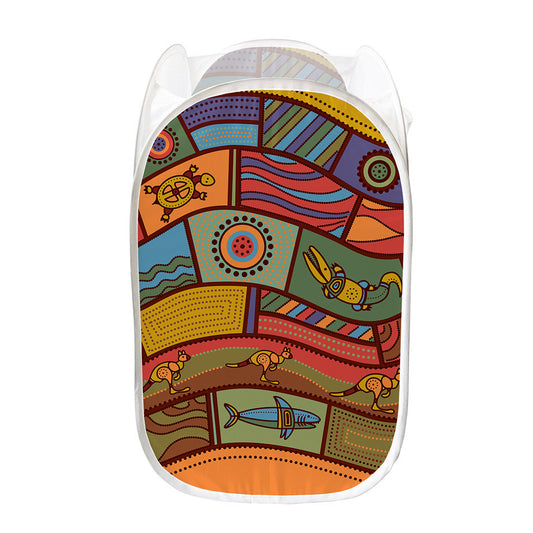 Australian Ethnic Pattern Print Mesh Laundry Hamper