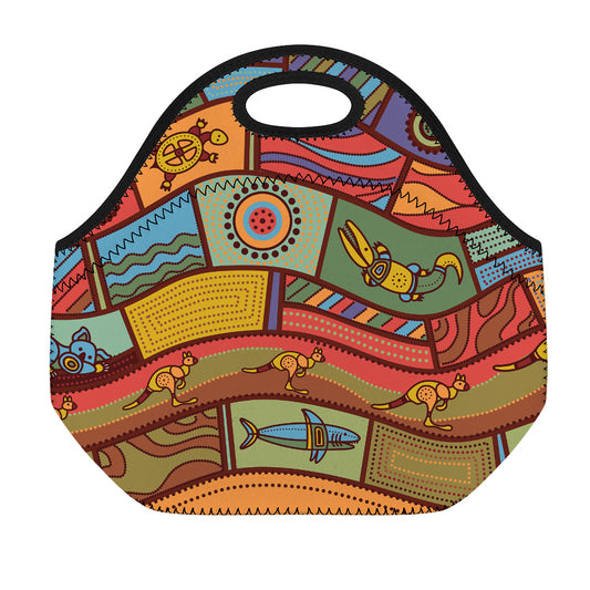 Australian Ethnic Pattern Print Neoprene Lunch Bag