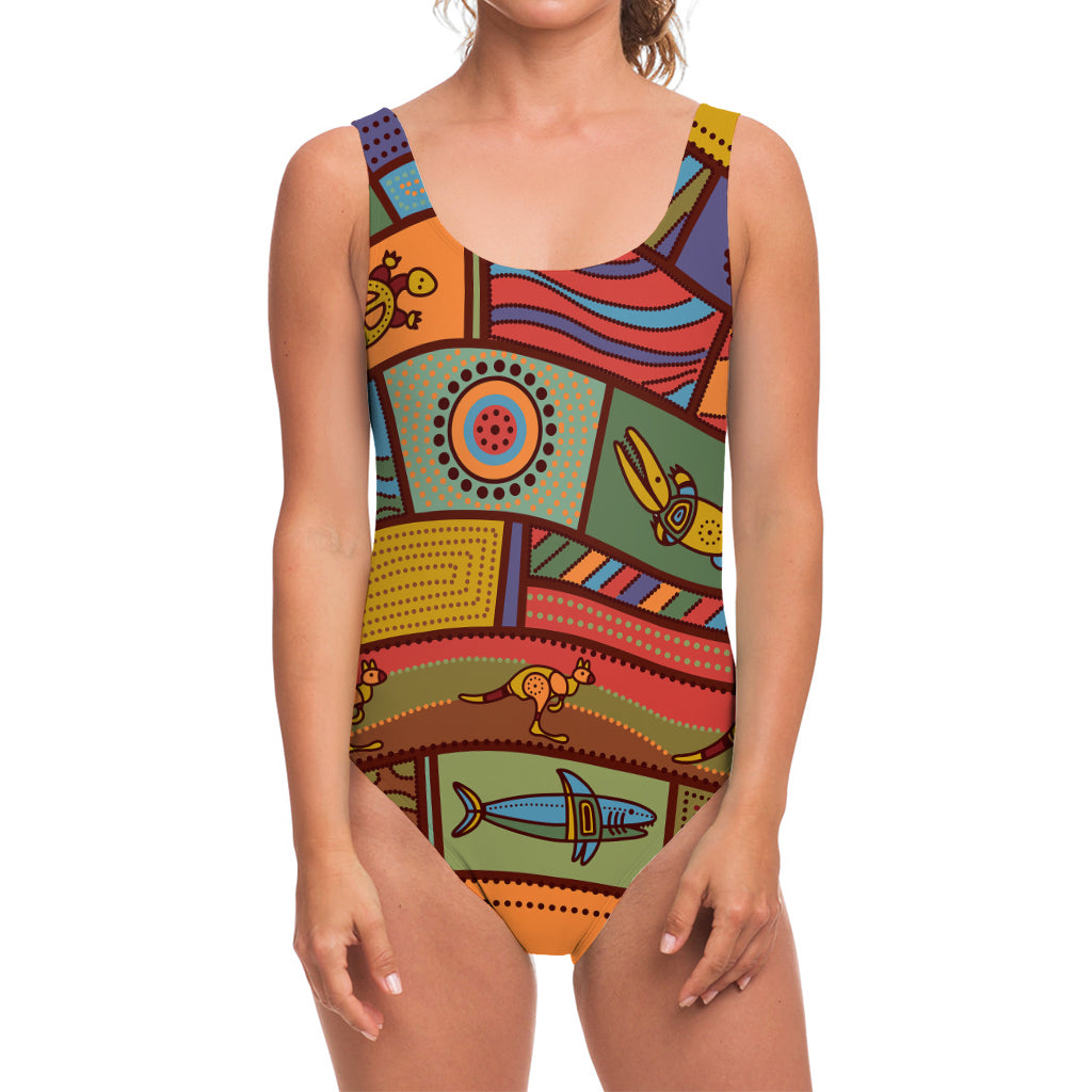 Australian Ethnic Pattern Print One Piece Swimsuit