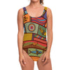 Australian Ethnic Pattern Print One Piece Swimsuit