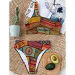 Australian Ethnic Pattern Print One Shoulder Bikini Top