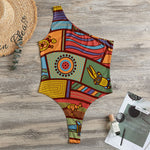 Australian Ethnic Pattern Print One Shoulder Bodysuit