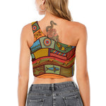 Australian Ethnic Pattern Print One Shoulder Crop Top