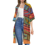 Australian Ethnic Pattern Print Open Front Beach Cover Up