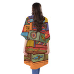 Australian Ethnic Pattern Print Open Front Beach Cover Up