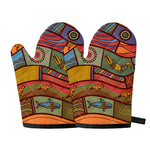 Australian Ethnic Pattern Print Oven Mitts