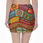 Australian Ethnic Pattern Print Pencil Mini Skirt