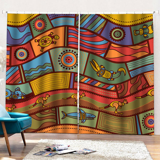Australian Ethnic Pattern Print Pencil Pleat Curtains