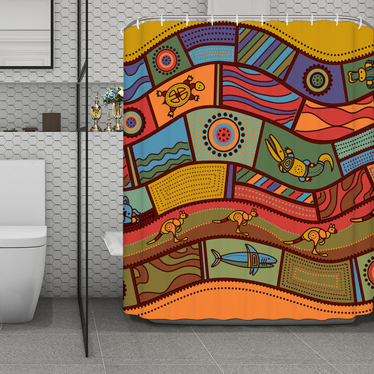 Australian Ethnic Pattern Print Polyester Shower Curtain