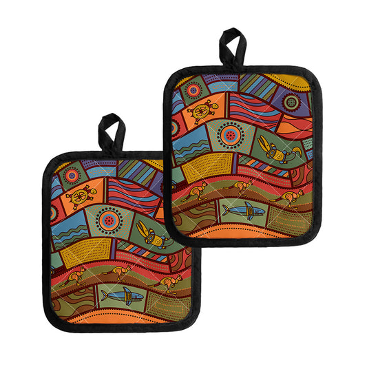 Australian Ethnic Pattern Print Pot Holders