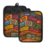 Australian Ethnic Pattern Print Pot Holders With Pocket