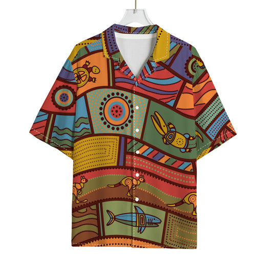 Australian Ethnic Pattern Print Rayon Hawaiian Shirt