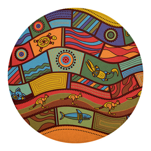 Australian Ethnic Pattern Print Round Blanket
