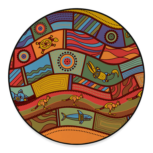 Australian Ethnic Pattern Print Round Floor Mat