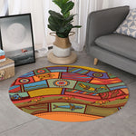 Australian Ethnic Pattern Print Round Rug