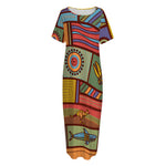 Australian Ethnic Pattern Print Short Sleeve Long Nightdress
