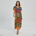 Australian Ethnic Pattern Print Short Sleeve Maxi Dress