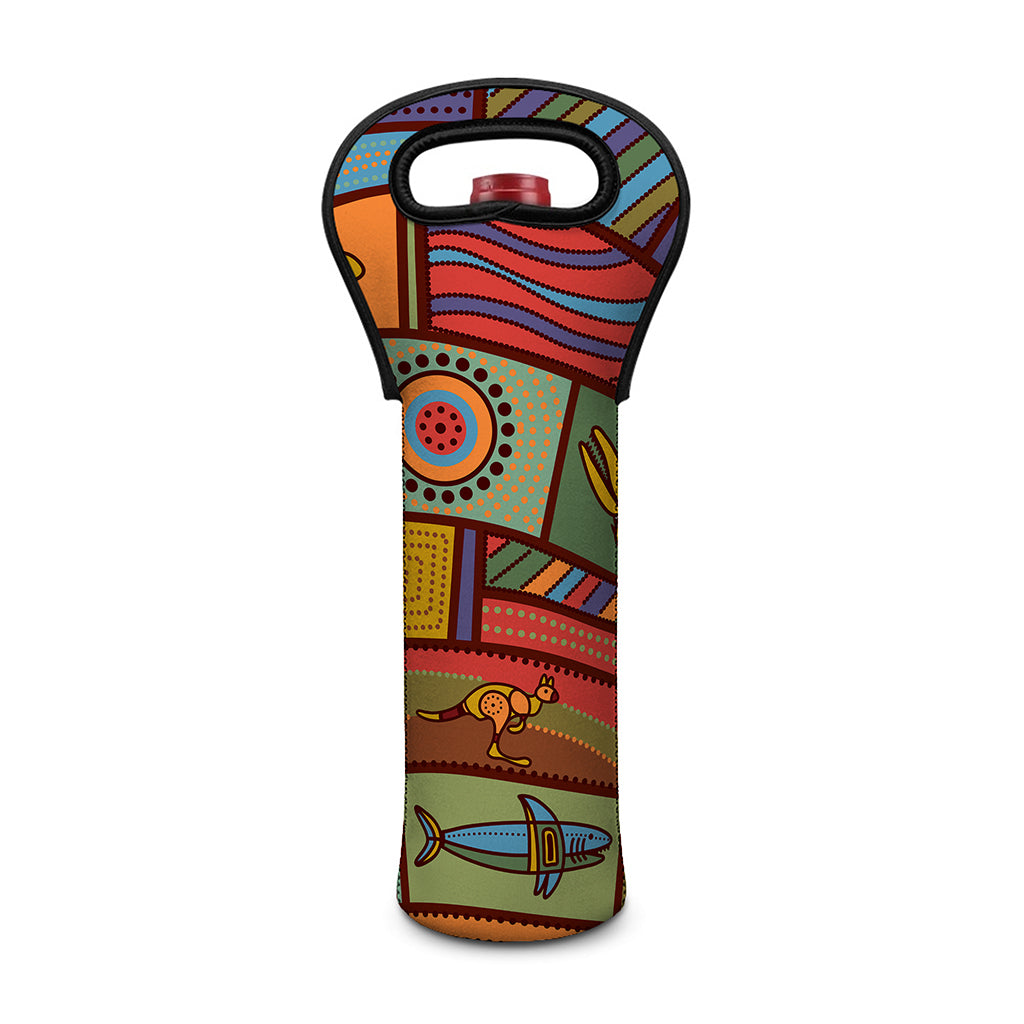 Australian Ethnic Pattern Print Single Neoprene Wine Tote